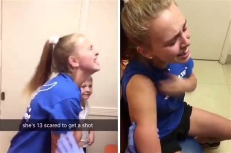 this teen caught her 13 year old sister freaking out about getting a shot and it s hilariously