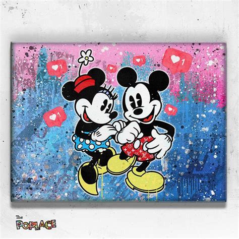 Tableau Mickey Minnie Insta Toile Pop Art Déco Murale Moderne The