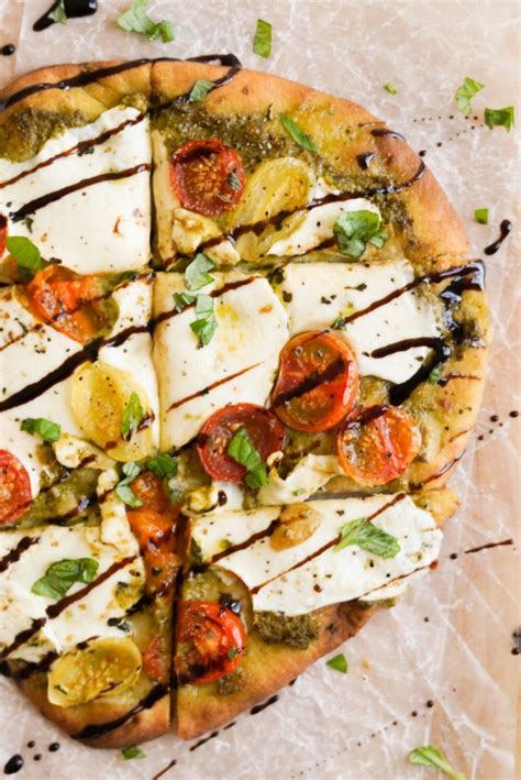 Pesto Flatbread Pizza With Mozzarella Using Naan Wellness By Kay