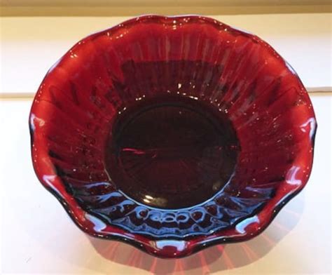 Anchor Hocking Glass Royal Ruby Red Bubble Punch Bowl Free Delivery