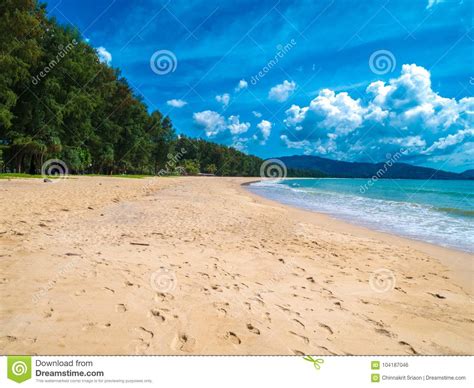 Tropical White Sandy Beach With Turquoise Clear Water And