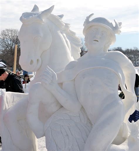 Winterfest Pegasus Ice Sculpture Down Town Lake Geneva Great Lakes