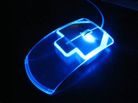 Clear Led Glowing Blue Usb Mouse Wired Blue Glow Games Led Pc Laptop