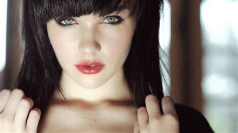 Women Melissa Clarke Suicide Girls Black Hair Blue Eyes Face Sensual Gaze Lips Wallpapers