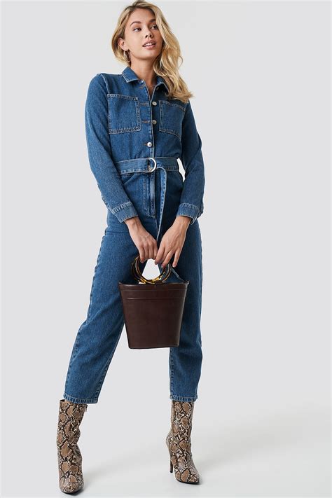 Waist Belt Denim Jumpsuit Blue Denim Jumpsuit Jumpsuit Fashion High