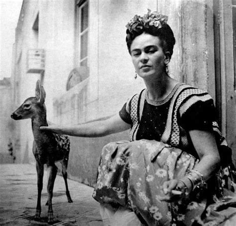 Artist Frida Kahlo And Her Pet Deer Granizo 1939 Oldschoolcool