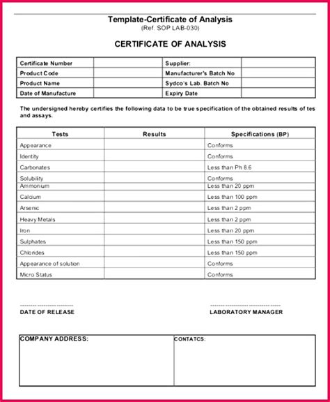 Calibration Certificate Template Word Certificatetemplateword Inside