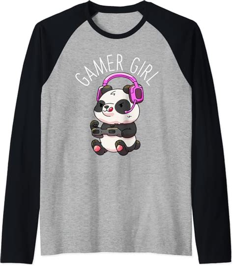 Gamer Girl Panda Gaming Pandas Video Game Women Girls T Raglan
