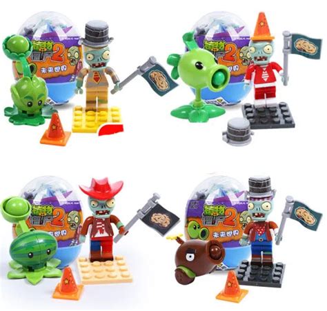Plants Vs Zombies 4 In 1 Block Set Peashooter Cabbage Melon Pult