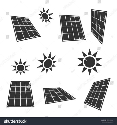 Solar Panels Sun Icons Alternative Energy Stock Vector Royalty Free