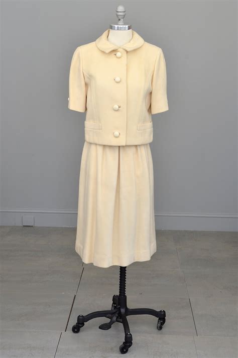 1950s Cream Cashmere Blazer Skirt Suit Vintagevirtuosa
