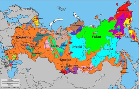 Map Showing Different Languages Spoken In Russia [1024 × 658] Mapporn