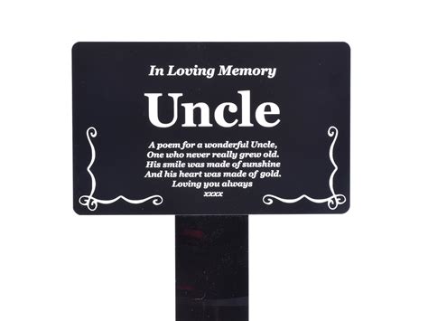 In Loving Memory Uncle Engraved Memorial Stake With Poem Etsy