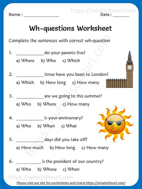 Wh Questions Worksheets For 4th Grade Your Home Teacher