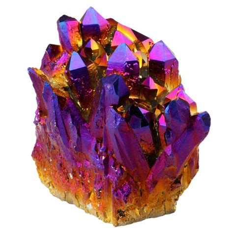 Natural Titanium Coated Purplegold Flame Aura Raw Quartz Crystal Point