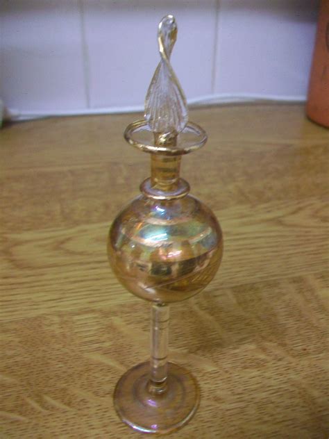 Reduced Vintage Hand Blown Glass Egyptian Style Perfume Bottle Etsy Glass Blowing Hand
