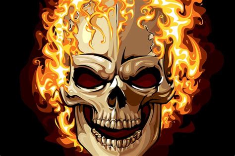 Burning Skull Vector Custom Designed Illustrations ~ Creative Market