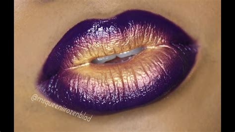 Bold Lips Ombre Lip Tutorial Purple And Gold Queenii Rozenblad