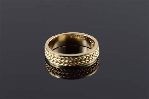 14k 57mm Handmade Dual Rope Mens Wedding Band Yellow Gold Ring Size