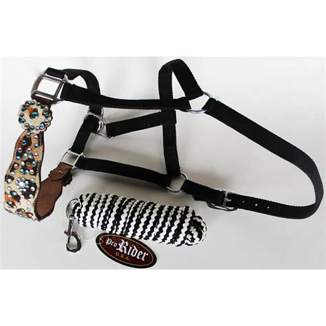 Horse Noseband Tack Bronc Leather Halter Tiedown Lead Rope 280323