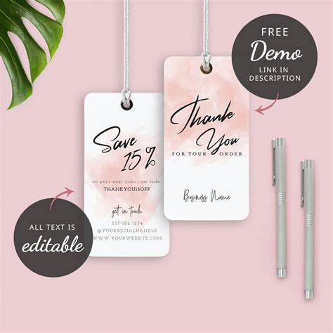 If it is an email, say thank you sooo much for your support! Feminine Thank You for Your Order Tag Template Editable Hang | Etsy in 2020 | Business thank you ...