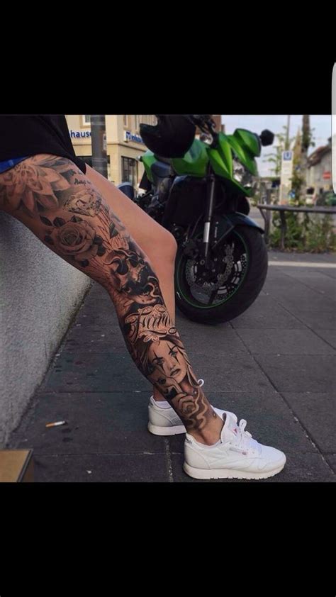 The structure has been put simply over the ankle and the rose features a blend of methods, from dab work to block shading. Leg sleeve | Leg tattoos women, Leg sleeve tattoo, Tattoos