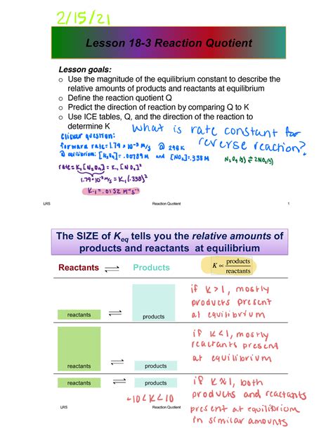 12 Lori Stepan Chem112 Lesson 18 3 Reaction Quotient Lesson Goals