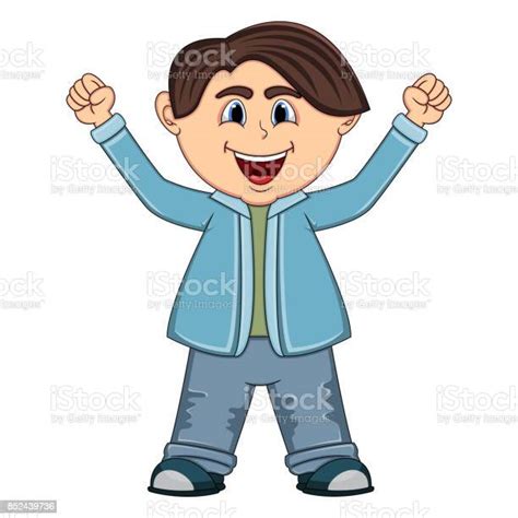 Boy Raised His Hand Cartoon Stock Illustration Download Image Now