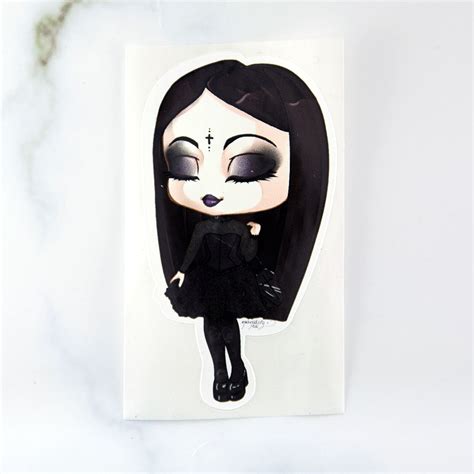 Cute Chibi Elegant Goth Girl Sticker Art Classic Gothic Lady Etsy