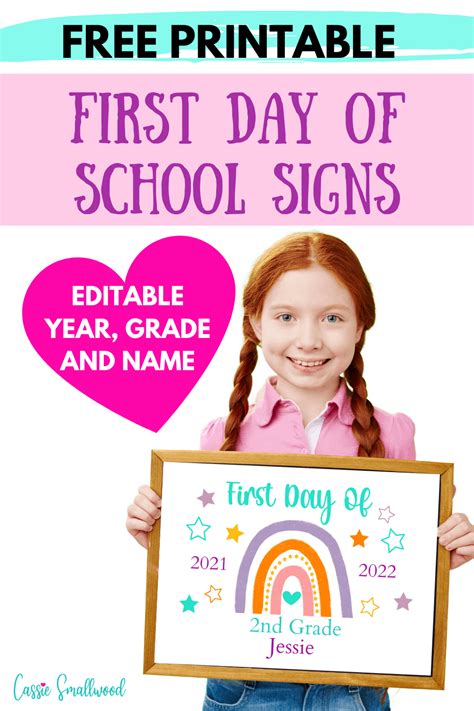 First Day Of School Template Free Printable 2021 Edit