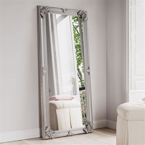Antique French Style Silver Leaner Mirror 80 x 175cm| Ornate Mirror | Ornate Silver Mirror