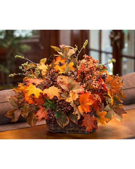 Autumn Leaves And Berries Silk Flower Basket Silk Flower Basket Fall