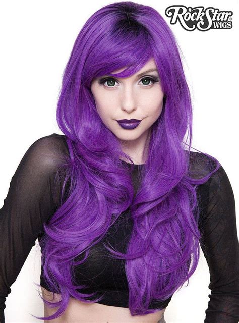 Heat Resistant Womens Halloween Wig Womens Purple Costume Wig