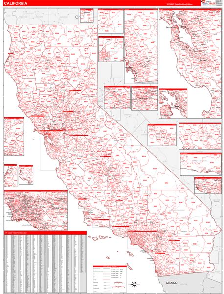 California Zip Code Maps Red Line