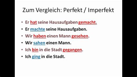 Simple Past Tense Or Imperfect In German