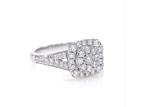 1 ct t w composite diamond double cushion frame split shank engagement ring in 10k white gold