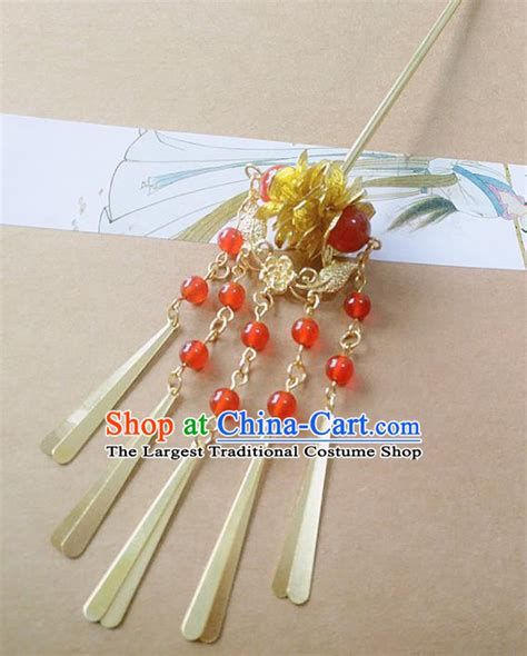 Chinese Ancient Princess Hairpins Beads Tassel Hair Clip Traditional Hanfu Hair Accessories For