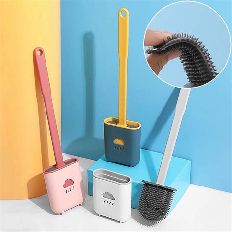 Silicone Toilet Brush Holder Set Creative Cleaning Brush Set Bathroom