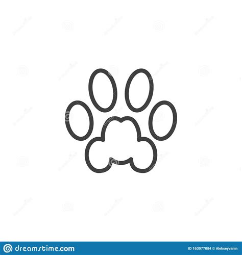 Cat Paw Print Line Icon Stock Vector Illustration Of