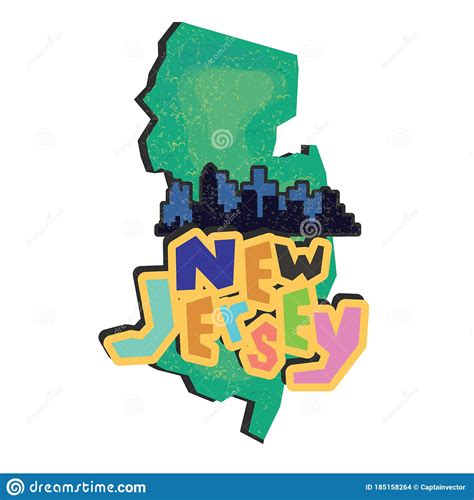 New Jersey State Map Vector Illustration Decorative Design Stock