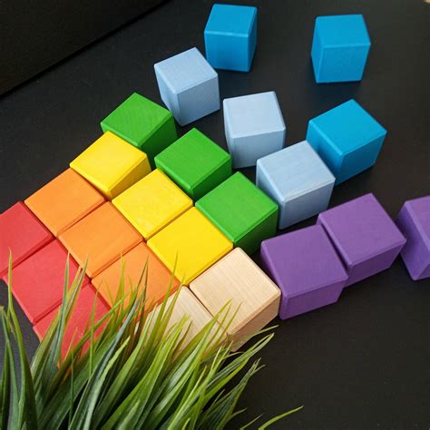 Wooden Rainbow Blocks For Toddler Big Set Of 24 Pcs Baby Etsy