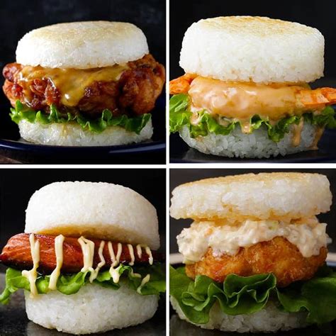 Japanese Rice Burgers 4 Ways Recipes
