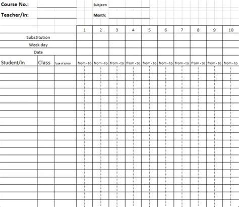 Free Students Attendance Record Excel Template