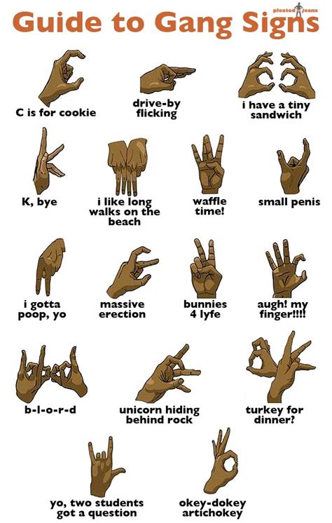 See more ideas about hand signals, sign language phrases, sign language alphabet. Guide to Gang Signs - Common Sense Evaluation