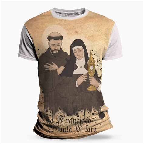 Camiseta Religiosa Católica São Francisco E Santa Clara Atacado E