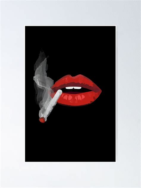 Smoking Red Lips Poster By Boodrow Redbubble