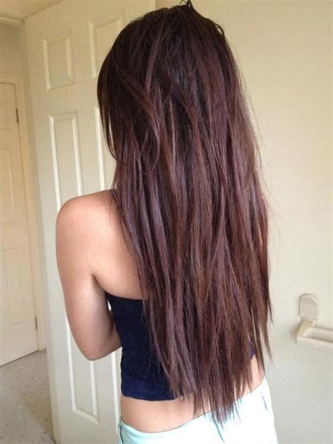Straight And Choppy Textured Chocolate Brown Long Hairstyle For Girls Hairstyles Weekly