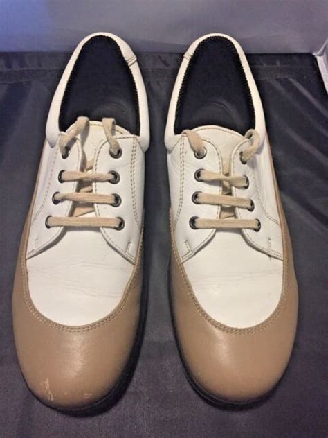 Bally Womens Golf Shoes Beige White Leather Spectator Advance 7 Ebay