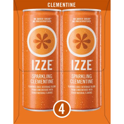 Izze Sparkling Juice Beverage Clementine Flavored Juice Drink 4 Cans