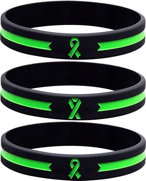 Sainstone Green Awareness Ribbon Silicone Bracelets Mental Health Awareness Bracelet Green